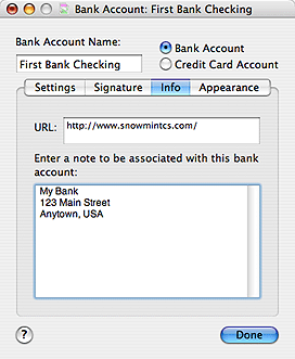 Third bank account info screen shot