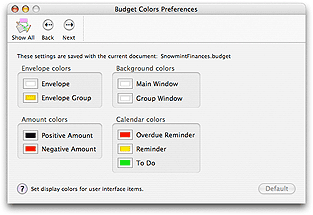 Preferences colors pane screenshot