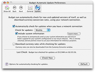 Automatic Backup preferences screen shot