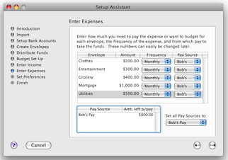 SetupAssistant Expenses screen shot