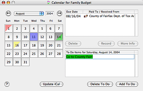 Calendar window screenshot