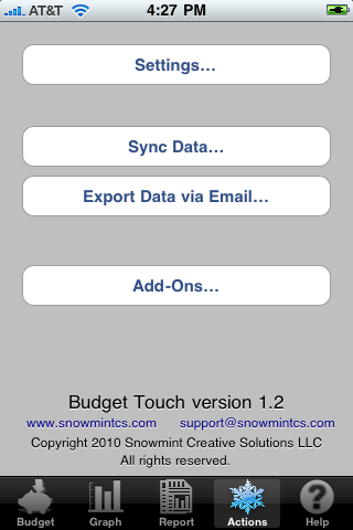 iPhone actions screen screenshot.