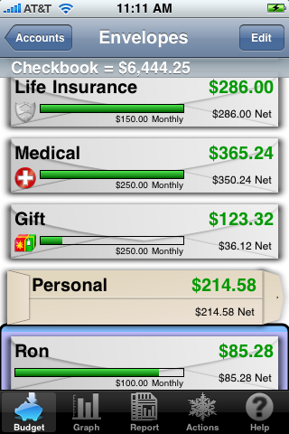 iPhone envelopes screen screenshot.