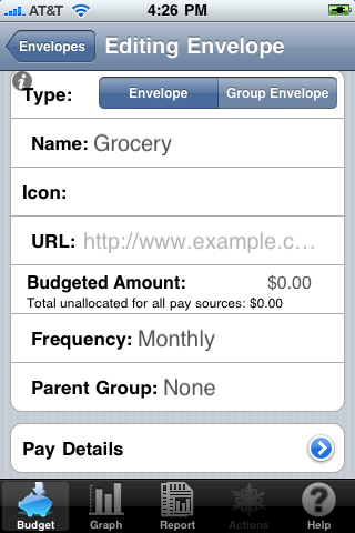iPhone envelopes setting screen screenshot.