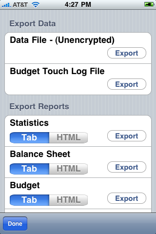 iPhone export screen screenshot.