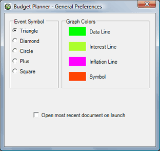 General preferences screen shot