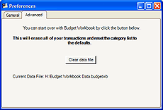 Preferences window - advanced tab